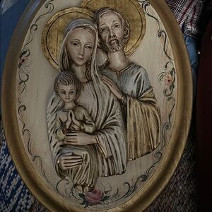 Religious Family Plaque with Gold Accents